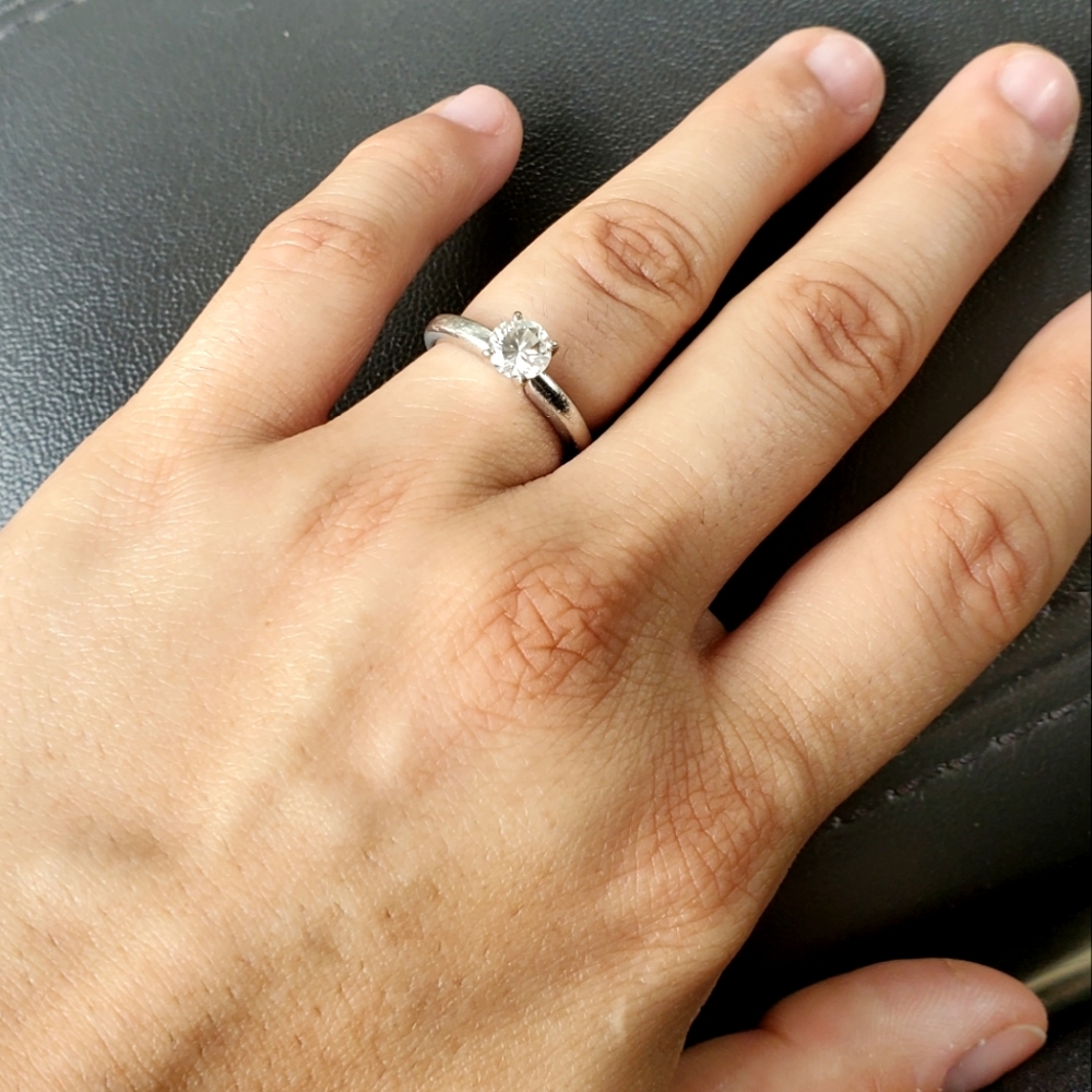 Solstice 14k Solid White Gold Ring With .6 Diamond - image 1